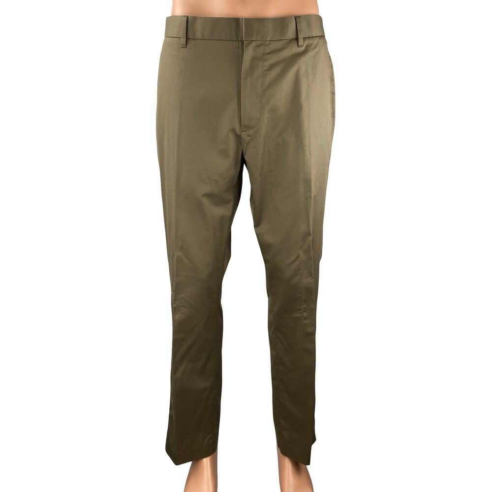 Bonobos Thursday Mens Olive Green Khaki Slim Fit Straight Trousers Pants Size 35